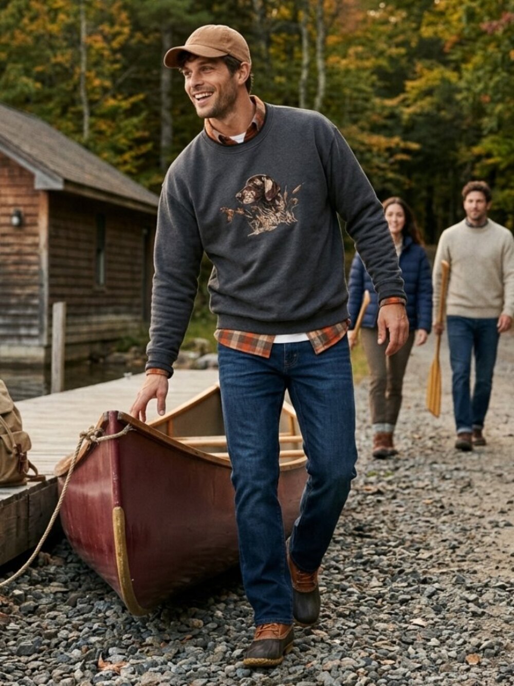 Croft & Barrow Mens XL Gray Fleece Pointer Dog Embroidered Heritage Pullover